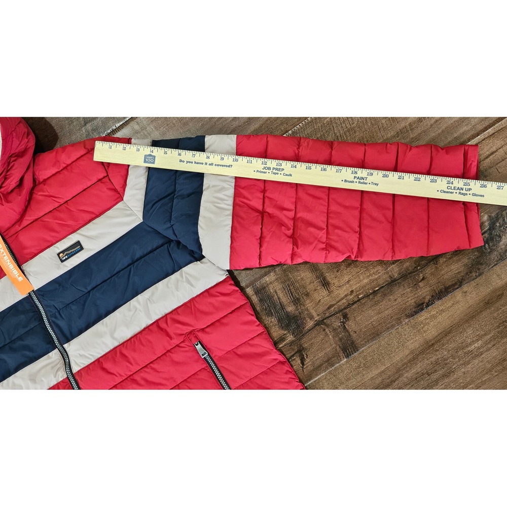 Cozy Sherpa Hood Lightweight XXL Red Colorblock Puffer Jacket Water Resit Coat - Picture 7 of 13